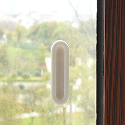 Maxxlite Self-Adhesive Paste Open Sliding Door Handles for Interior Doors Glass, Window, Cabinet, Drawer, Wardrobe (White) - 4 Pieces