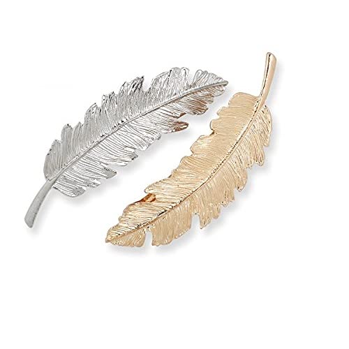 Maxxlite 2 PCs Combo of Golden & Silver Feather leaf wedding/Party Hair Clip & Hairband for Girls and Women | Wedding Hair Accessories | Hair Pins (Golden + Silver)