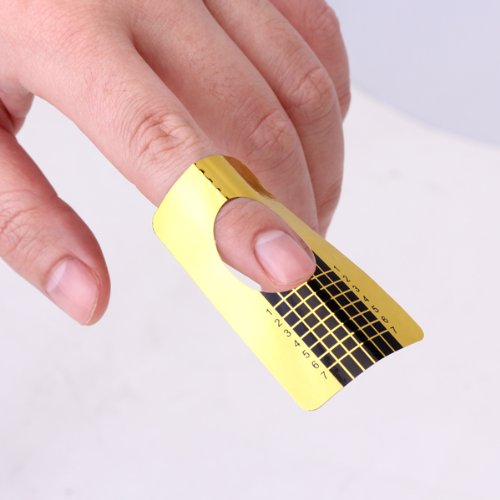 Maxxlite 500Pcs Self-adhesiv Nail Art Extension Guide Forms For Acrylic UV Gel Tips Golden