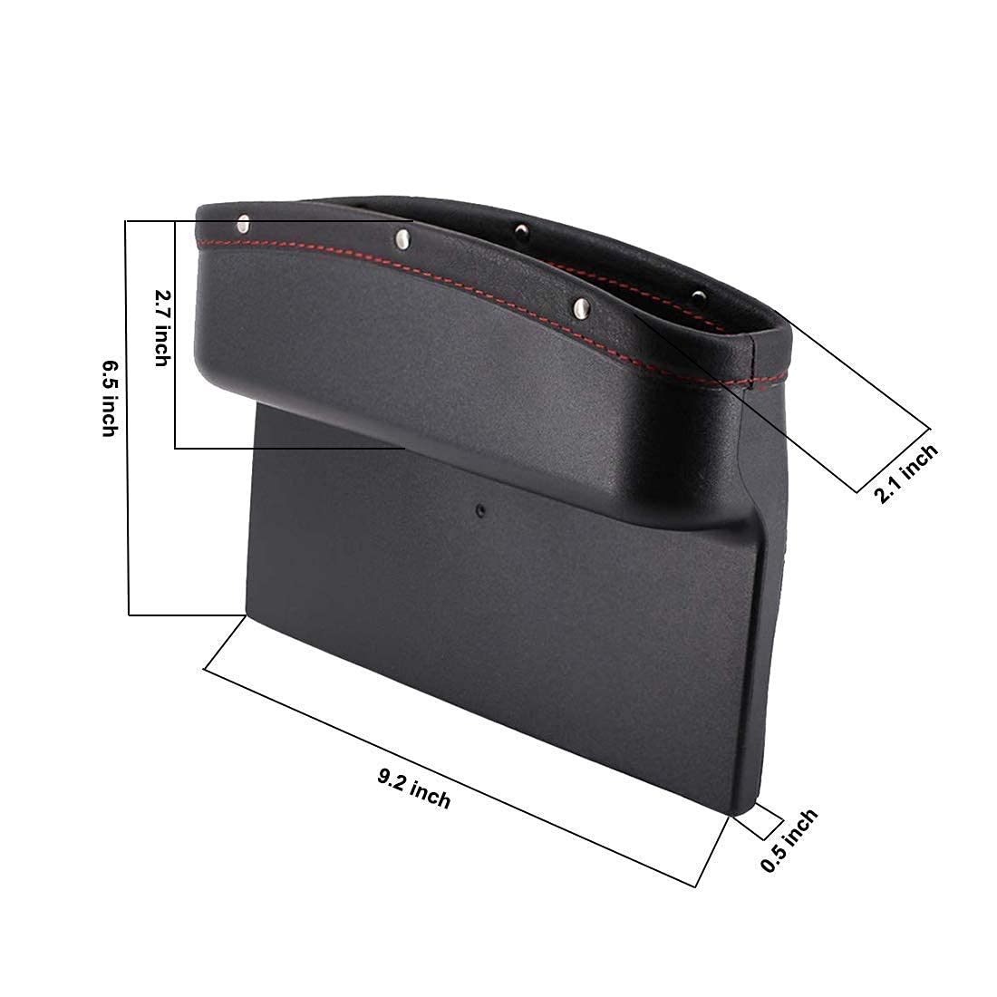 Maxxlite PU Leather Car Side Organizer Seat Gap Filler Catch Caddy Side Seat Pocket Console Storage Box Holder for Wallet, Mobile, Coins, Cards, Key Catcher (Black) 1PC