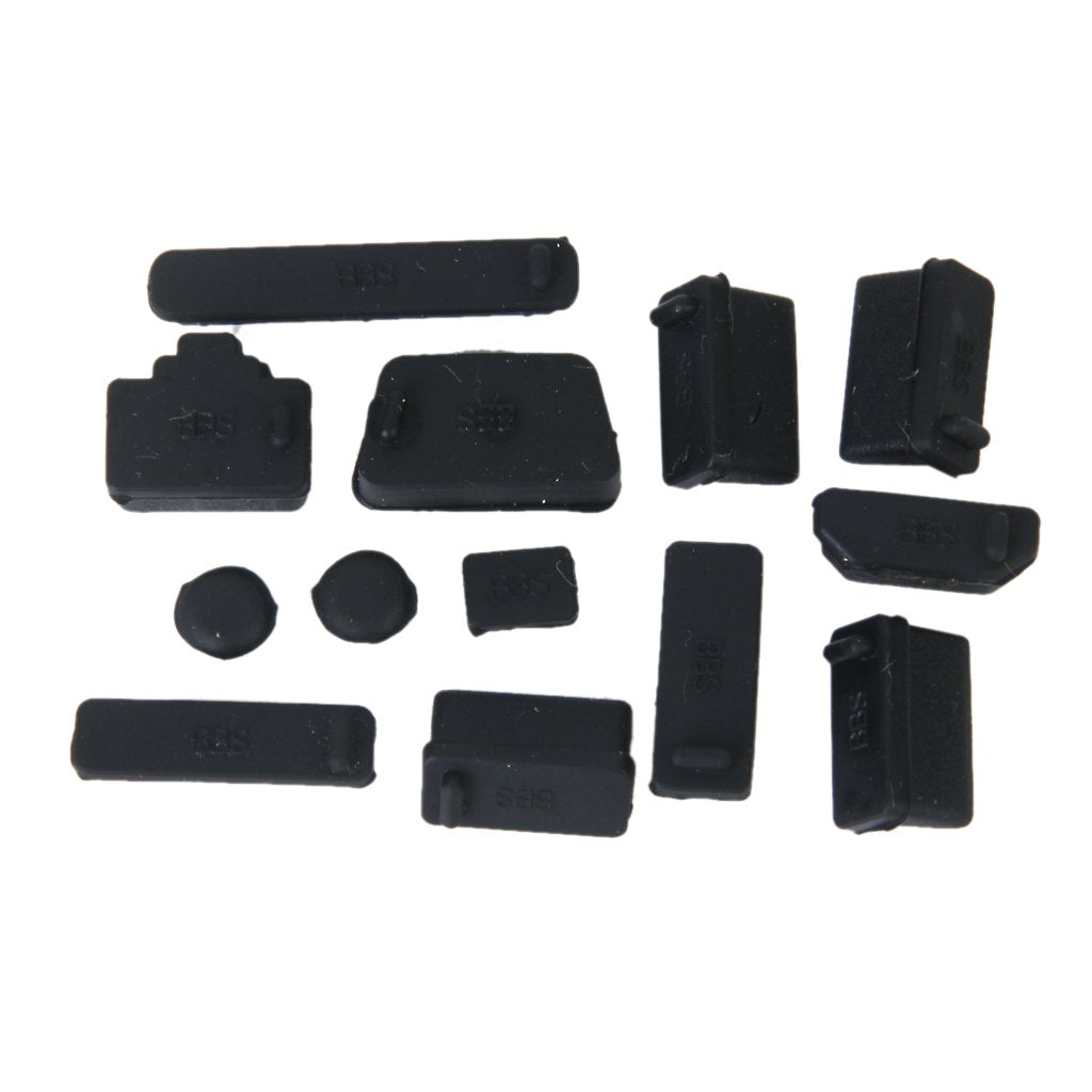 Maxxlite Protective Ports Cover Set Silicone Anti-Dust Plug Stopper for Laptop Notebook - Black
