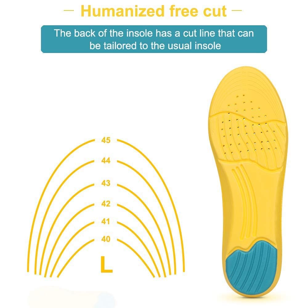 Maxxlite Memory Foam Comfort Elevator Shoe Insole 1/2 Inches Height Increase Shock Absorption and Cushioning Insoles for Men and Women - Yellow - L