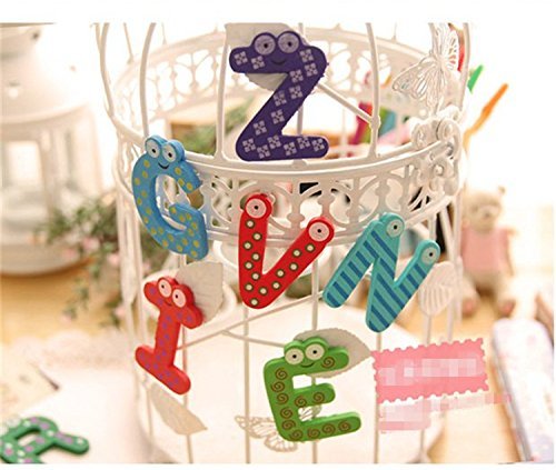 Maxxlite Colorful Wooden A-Z Alphabet Letters Fridge Magnets Magnetic Stickers (Set of 26)