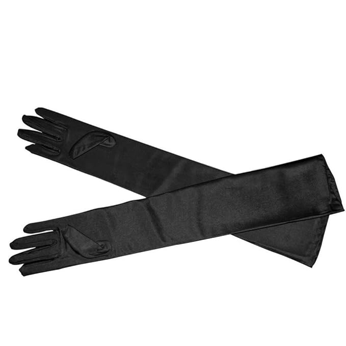 Maxxlite Women's Satin Opera Evening Long Gloves (Black, Free Size)