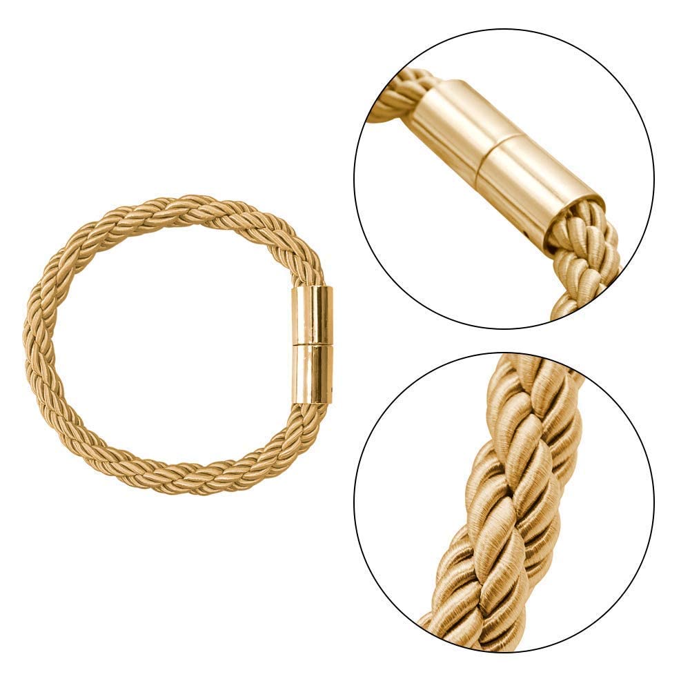 Maxxlite Magnetic Curtain Tie Backs Clips Curtain Buckles Holdbacks Binding Weaving Tie Band for Home,Office Decorative - Gold (2 Pieces)