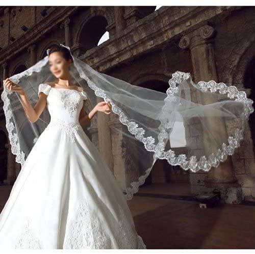 Maxxlite 3M Long 1 Layer Lace Edge Vintage Cathedral Wedding Bridal Veil