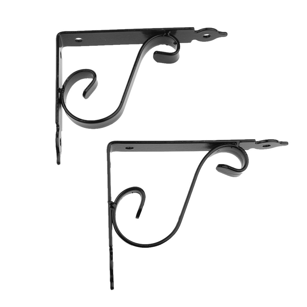 Maxxlite 2pcs Metal Heavy Duty Wall Hanging Shelf Bracket L Shaped Angle Bracket Corner Braces-Black