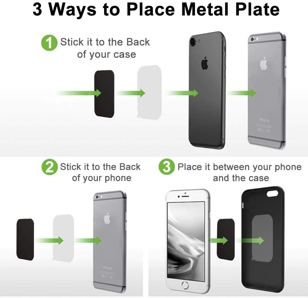 Maxxlite 8 Pcs Universal Metal Plate with Adhesive for Magnetic Car Mount Cell Phone Holder (4 Round and 4 Rectangle)
