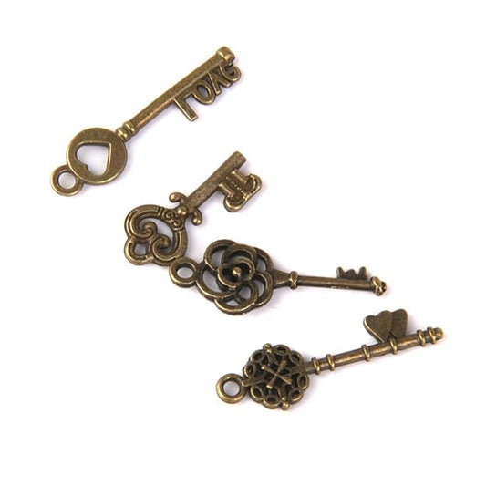 Maxxlite 13pcs Antique Bronze Key Pendant Necklace Findings Charm Pendants