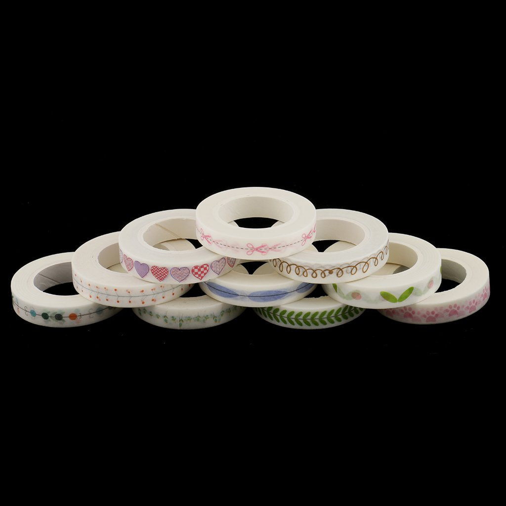 Maxxlite 10 Pieces Flower Washi Tape Masking Tape Adhesive Decorative Tape Sticker for Scrapbooking