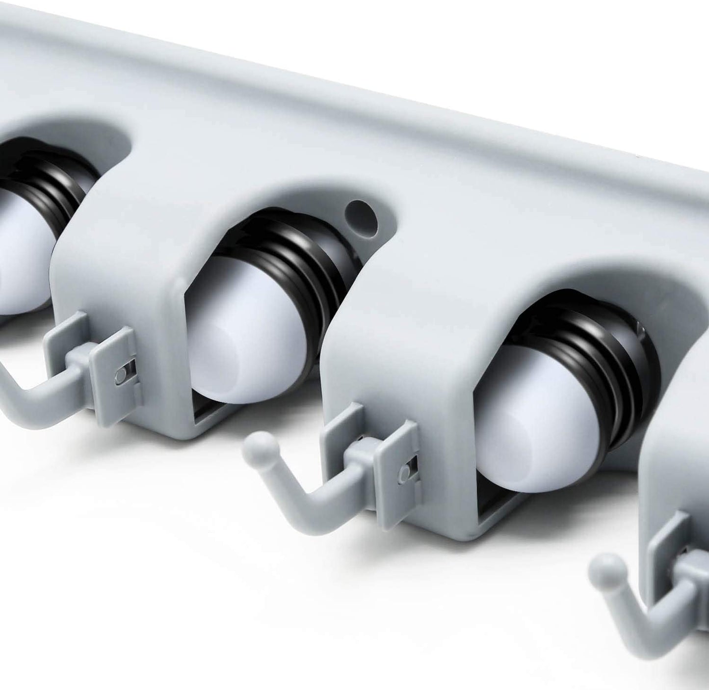 Maxxlite Mop Holder And Broom Holder 5 Slot Position With 6 Hooks Garage Holder Wall Mounted Unbreakable Hanging Utility, Mop Broom Cleaning Tool Holder (Grey Color) - Plastic, Bracket Shelf