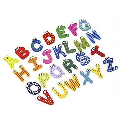 Maxxlite Colorful Wooden A-Z Alphabet Letters Fridge Magnets Magnetic Stickers (Set of 26)