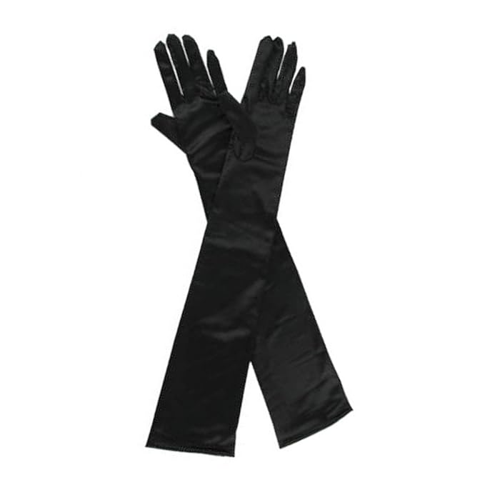 Maxxlite Women's Satin Opera Evening Long Gloves (Black, Free Size)