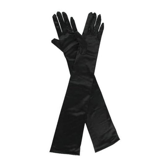 Maxxlite Women's Satin Opera Evening Long Gloves (Black, Free Size)