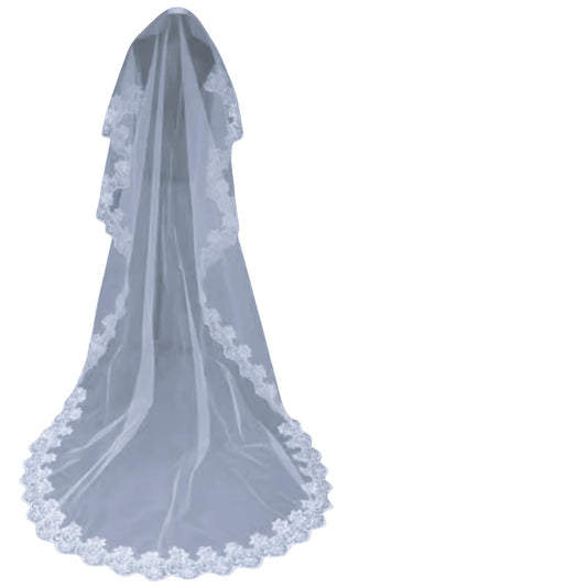 Maxxlite 3M Long 1 Layer Lace Edge Vintage Cathedral Wedding Bridal Veil