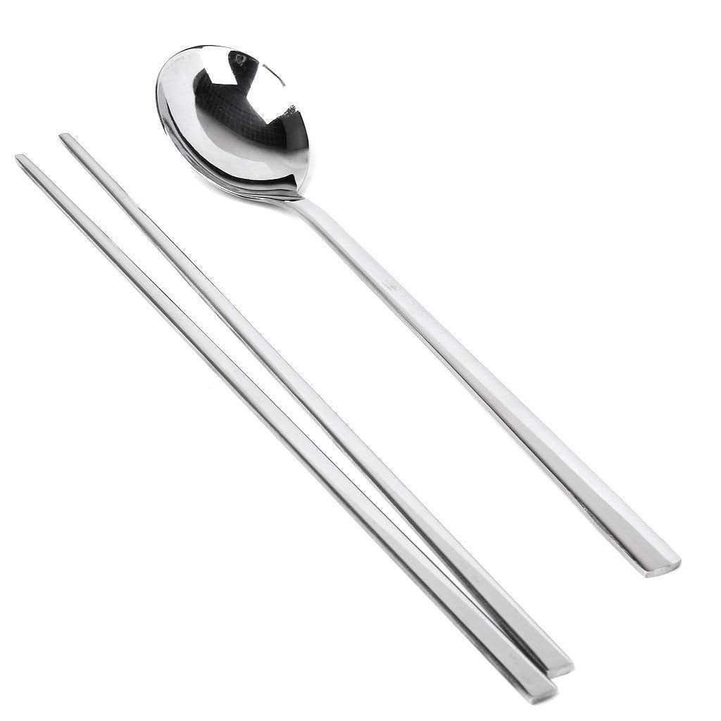 Maxxlite 2 Sets Korean Chopsticks & Spoon Stainless Steel Tableware Dinnerware Sets