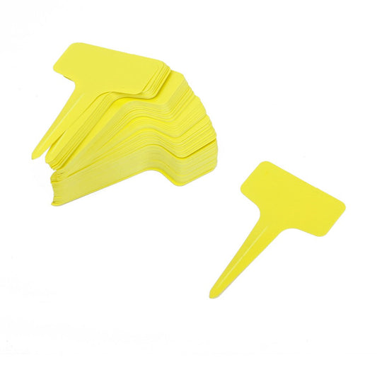 Maxxlite 100Pcs 10Cm X 6Cm Yellow Plastic T-Type Plant Shrub Tree Seeds Tags Markers Nursery Garden Labels Pot -Yellow
