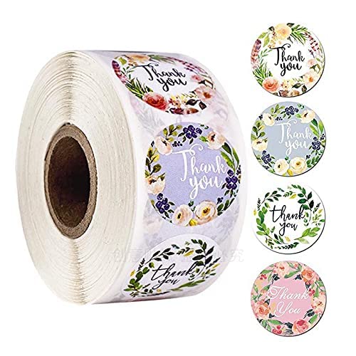 Maxxlite 500pcs Round Floral Thank You Stickers Seal Label for Favor Party Handmade Envelope Stationery Sticker