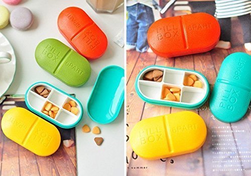 Maxxlite Portable 6-Slot Capsule Shape Storage Medicine Pill Box