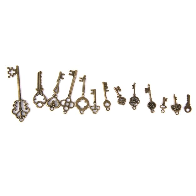 Maxxlite 13pcs Antique Bronze Key Pendant Necklace Findings Charm Pendants