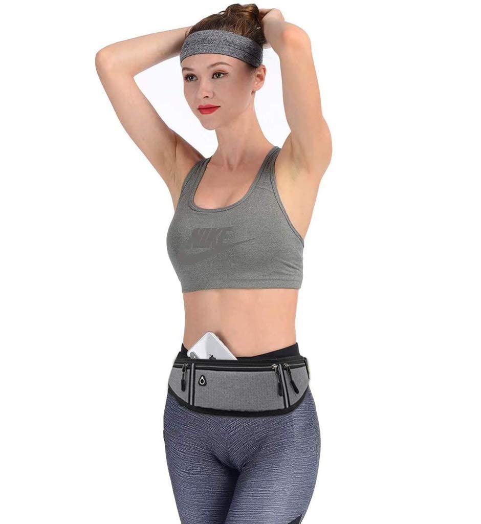 Maxxlite Waist Bag for Running Gym, Slim Chest Bag for Men Women with Adjustable Strap, Waterproof Waist Bag Pack for Walking Cycling Running Hiking Hold Phones Keys Cards(Grey)