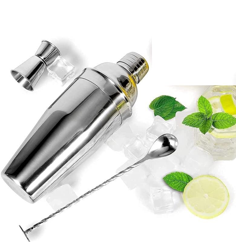 Maxxlite Bar Food Grade Stainless Steel 750ML Shaker, Stirrer, Spoon and 15/30ML Measuring Cup Cocktail Bartender 4 Piece Set Boxed (Boxes can be Different)