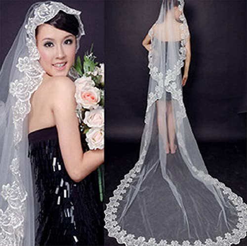 Maxxlite 3M Long 1 Layer Lace Edge Vintage Cathedral Wedding Bridal Veil