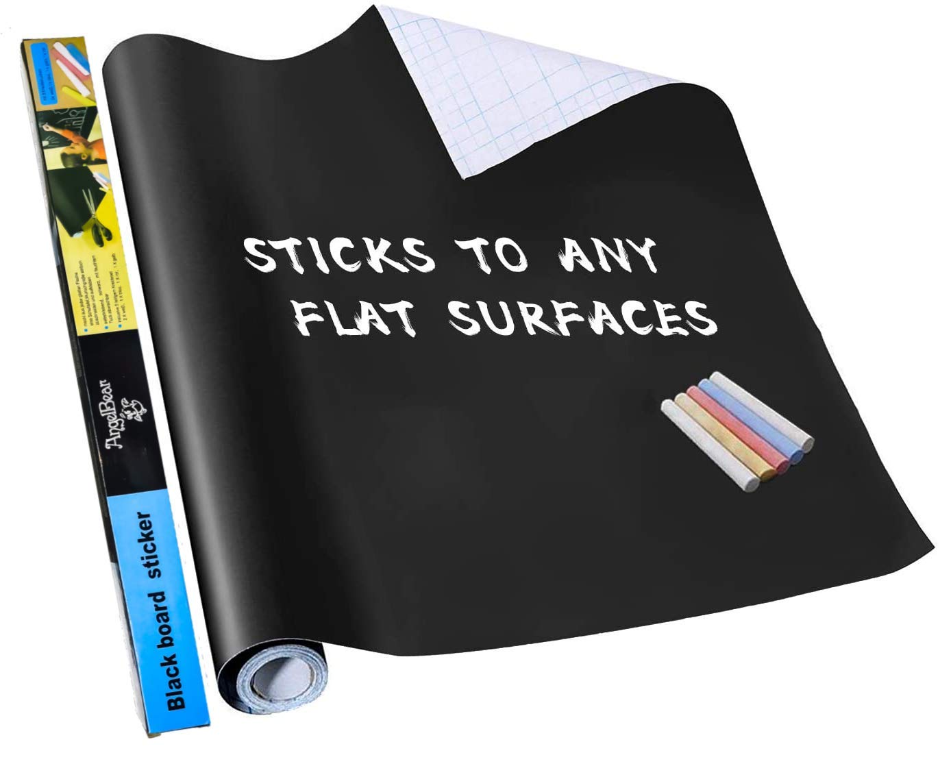 Maxxlite Black Board (45x200cm) Wall Sticker Removable Decal Chalkboard with 5 Chalks for Home School Office College Room Kitchen Kids