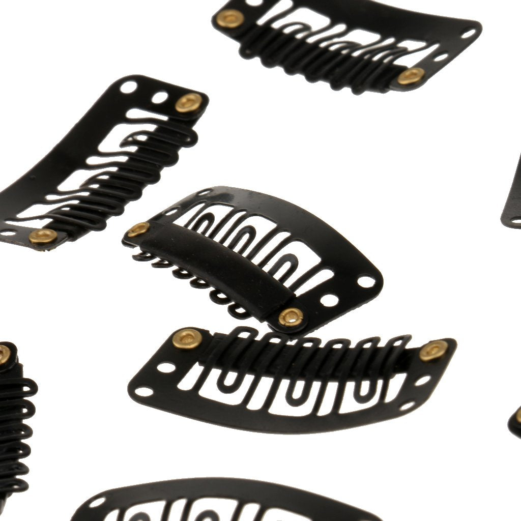 Maxxlite U Shape Snap Clip For Hair Extension Weft Wigs 32Mm- Black - 12Pcs