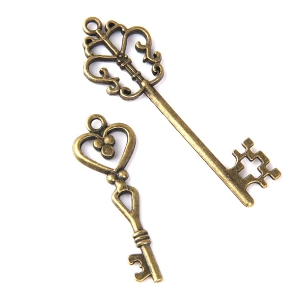 Maxxlite 13pcs Antique Bronze Key Pendant Necklace Findings Charm Pendants