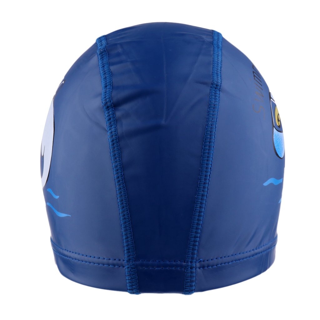 Maxxlite Children's Kids Waterproof Cartoon Dolphin Swimming Swim Cap Ear Protection - dark blue
