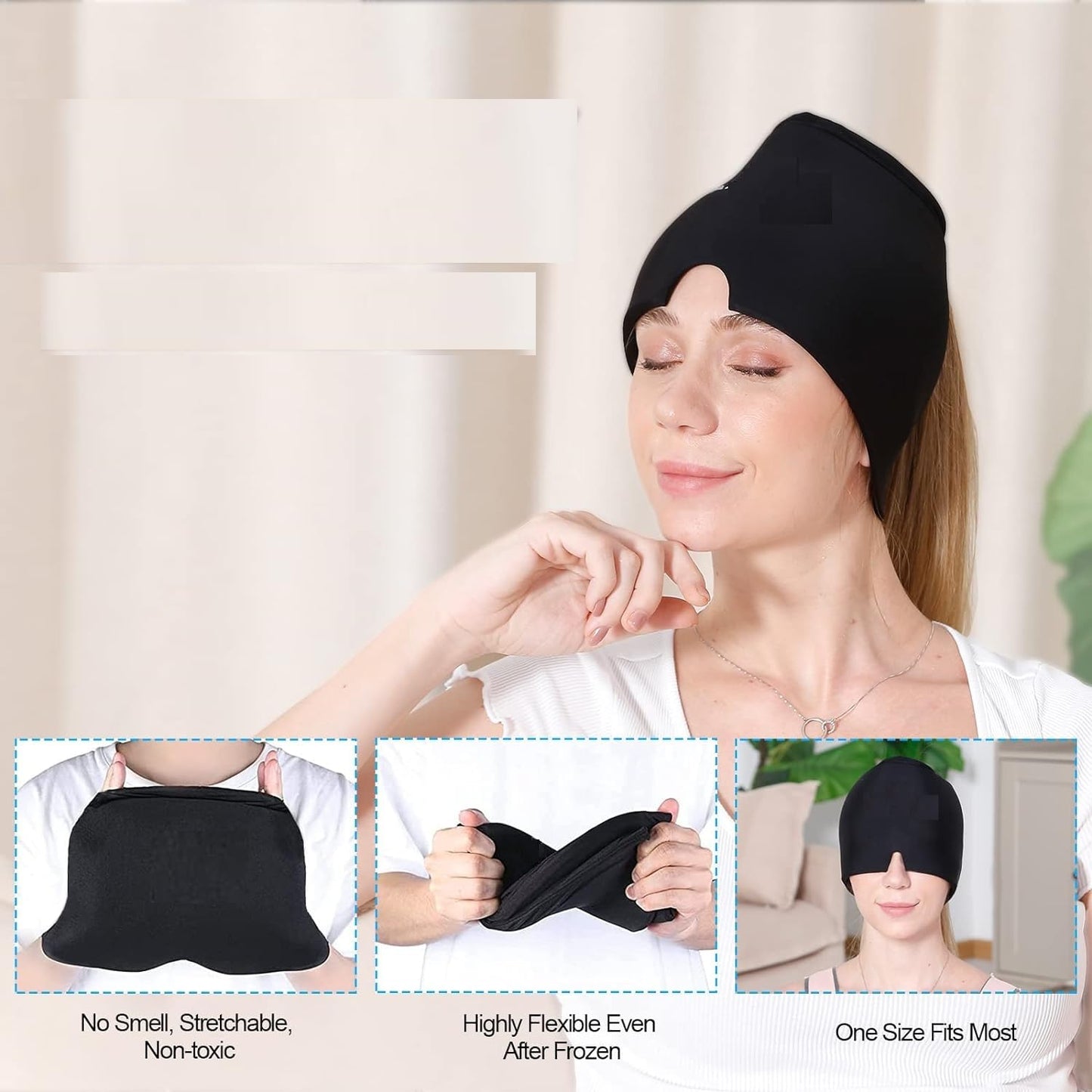 Maxxlite Double-layer gel ice compress to cool down migraine cold compress headgear
