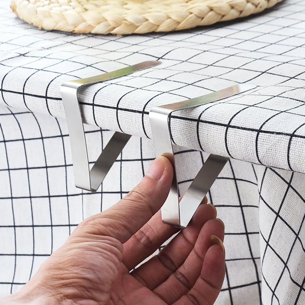 Maxxlite 8pcs Table Clips for Table Cloth, Stainless Steel Table Cloth Clip, Windproof Table Cloth Clips for Dining Table, Table Cover Clamps Table Cloth Holders Ideal for Home Picnic Party Restaurant