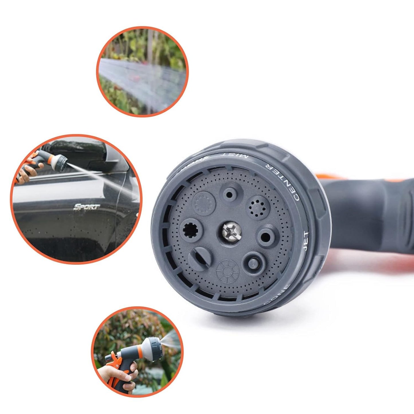 Maxxlite 8-Modes Water Spray Gun Garden Hose Nozzle Water Hose Heavy Duty Water Spray Gun High Pressure Washer Sprayer Nozzle Spray Suitable for Gardening Washing Cars Showering Pet Cleaning