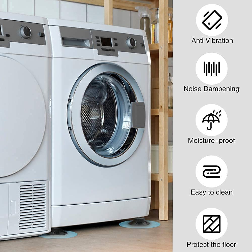 Maxxlite Washer Dryer Anti Vibration Pads with Suction Cup Feet, Slip Rubber Washing Machine Anti Vibration Pad