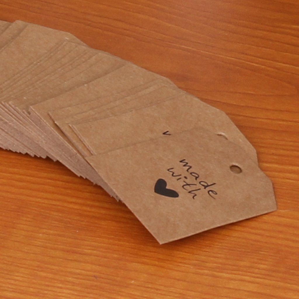 Maxxlite 100 Made with Love Kraft Paper Tag Wedding Party Gift Label Twine Brown