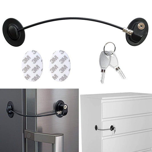 Maxxlite Safety Door Locks with 2 Keys for Cupboard, Cabinets, Fridge & Freezers, Child Security Locks, Childproof Your House Adhesive Residue Free-Black