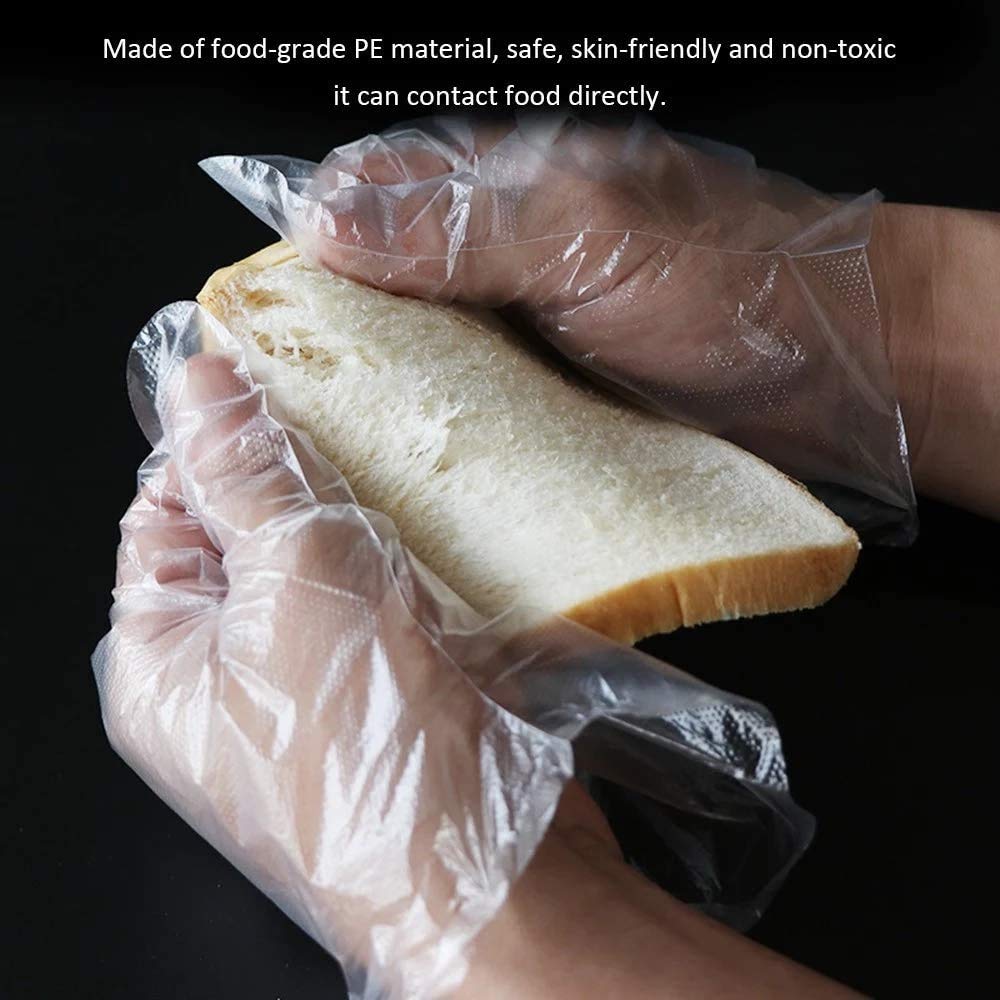 Maxxlite 500Pcs Disposable Plastic Gloves, Latex Free Powder Free Clear Polyethylene Hand Gloves Non-Sterile For Cleaning- Cooking, Hair Coloring, Dishwashing, Food Handling, Large