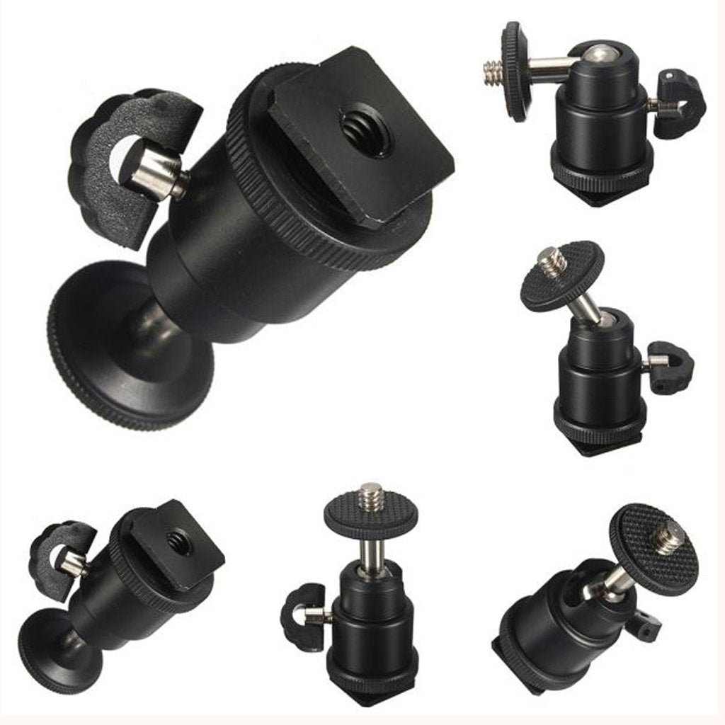 Maxxlite  Adjustable Swivel Angle Ball 1/4" Hot Shoe Mount Adapter Holder Camera Video, Black