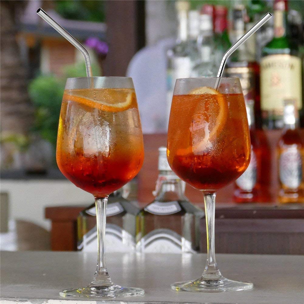 Maxxlite Stainless Steel Straws for Drinking with Brushes (3 Bent + 3 Straight + 2 Brushes)