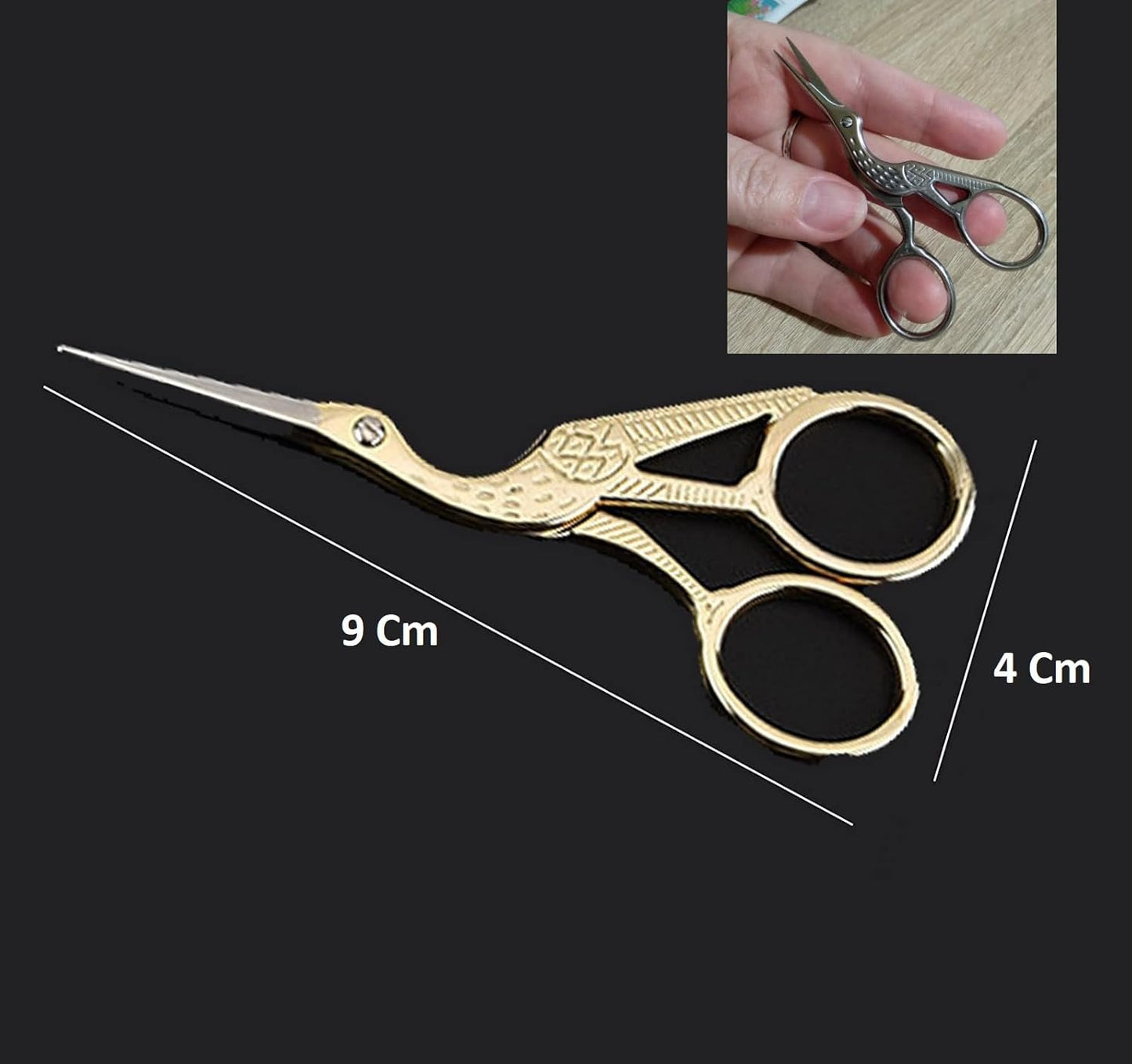 Maxxlite Retro Gold Plated Crane Sewing Tailoring Scissors 9cm