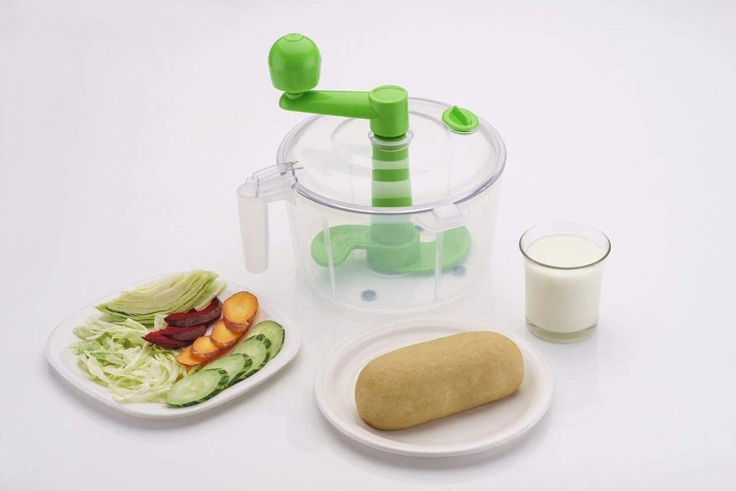 Maxxlite Industries Plastic 10 in 1 Dough/Atta Maker Vegetable Cutter Beater/Churner,Grater, Slicer, Dicer (Green)