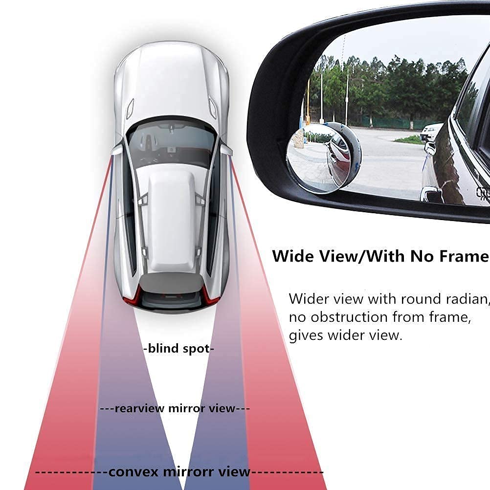Maxxlite Frameless Round Convex Rear View Blind Spot Mirror Cars/Trucks/Vans (Pack of 2)