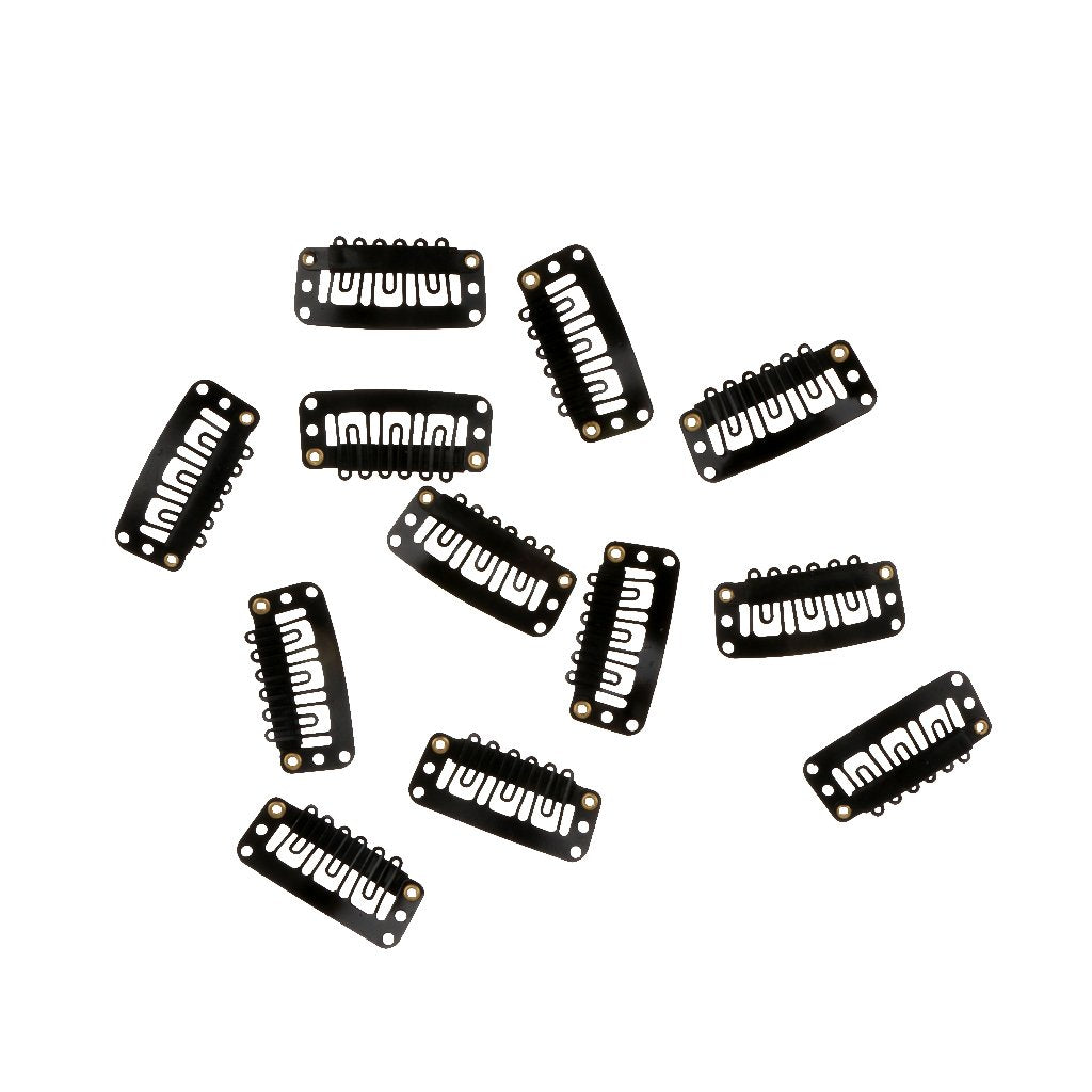 Maxxlite U Shape Snap Clip For Hair Extension Weft Wigs 32Mm- Black - 12Pcs