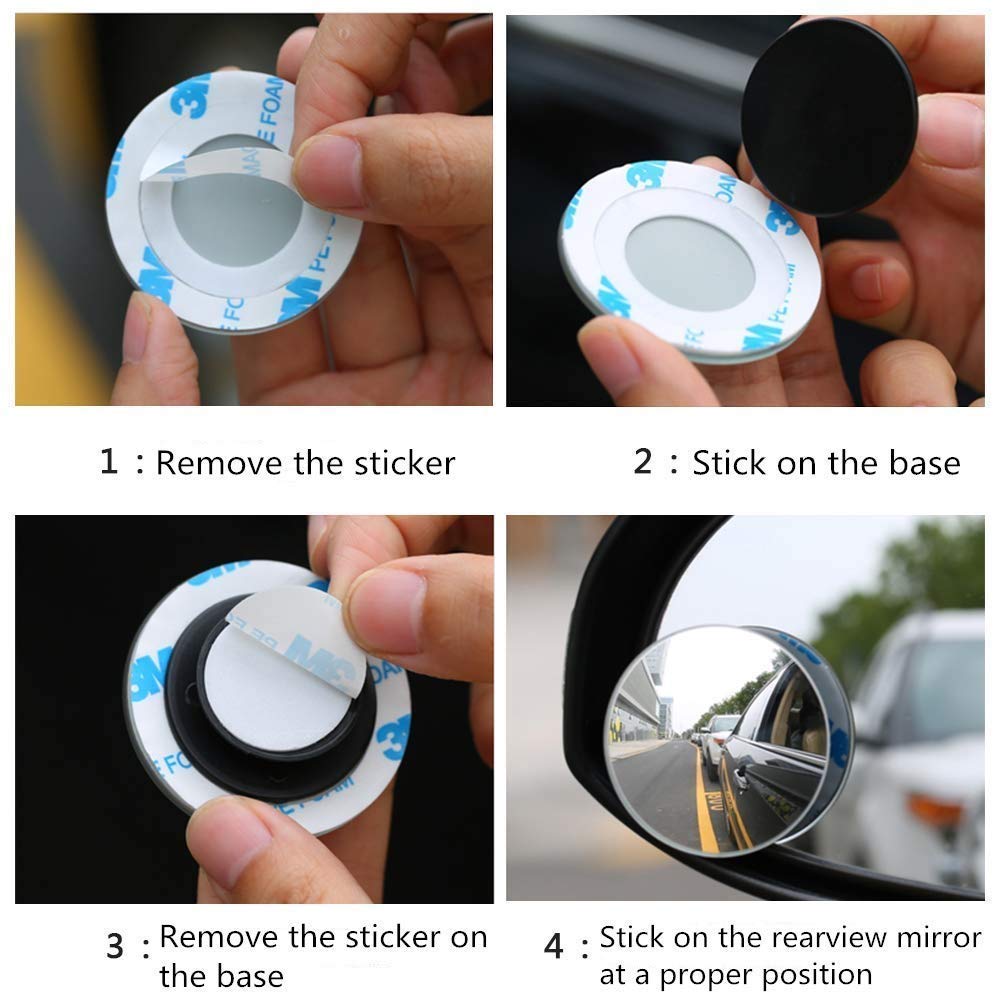 Maxxlite Frameless Round Convex Rear View Blind Spot Mirror Cars/Trucks/Vans (Pack of 2)