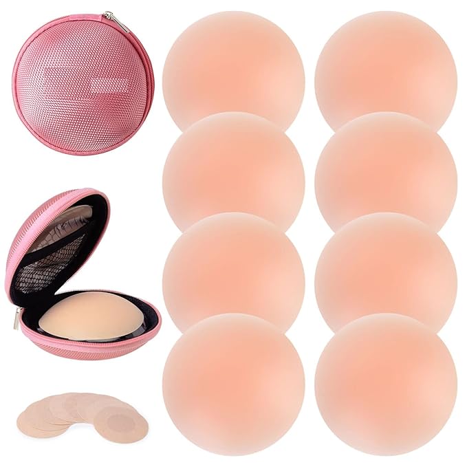 Maxxlite Women Nipple Covers Reusable Adhesive Silicone Covers Pack of 4 Pair's Pink