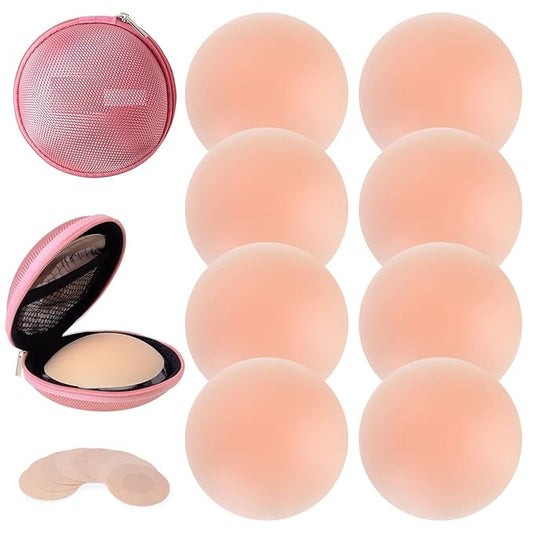 Maxxlite Women Nipple Covers Reusable Adhesive Silicone Covers Pack of 4 Pair's Pink