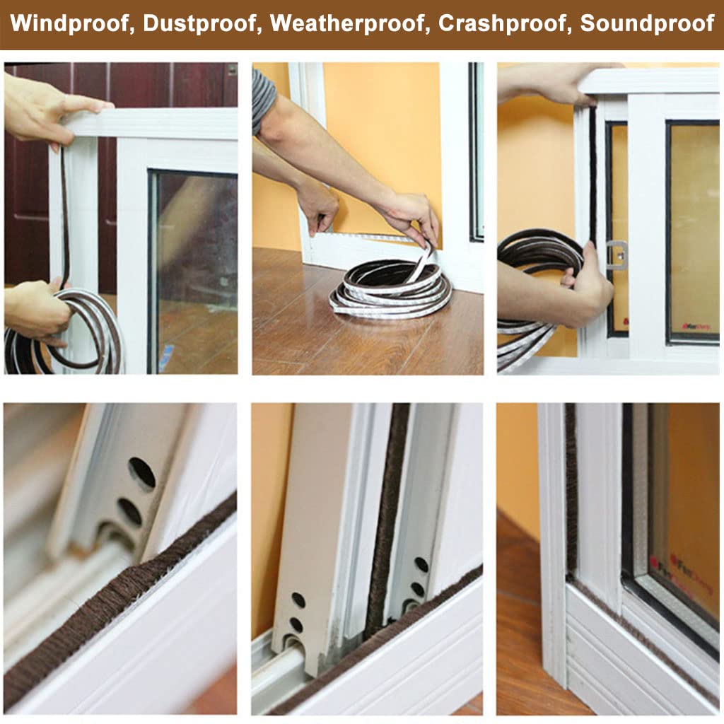 Maxxlite 10 Meters Door Sealing Strip, Door Bottom Sealing Strip, Soundproof Window Sealing Strips, Windproof Dustproof Door Window Self Adhesive Sliding Seal, Sliding Door Seal Strip (Brown)