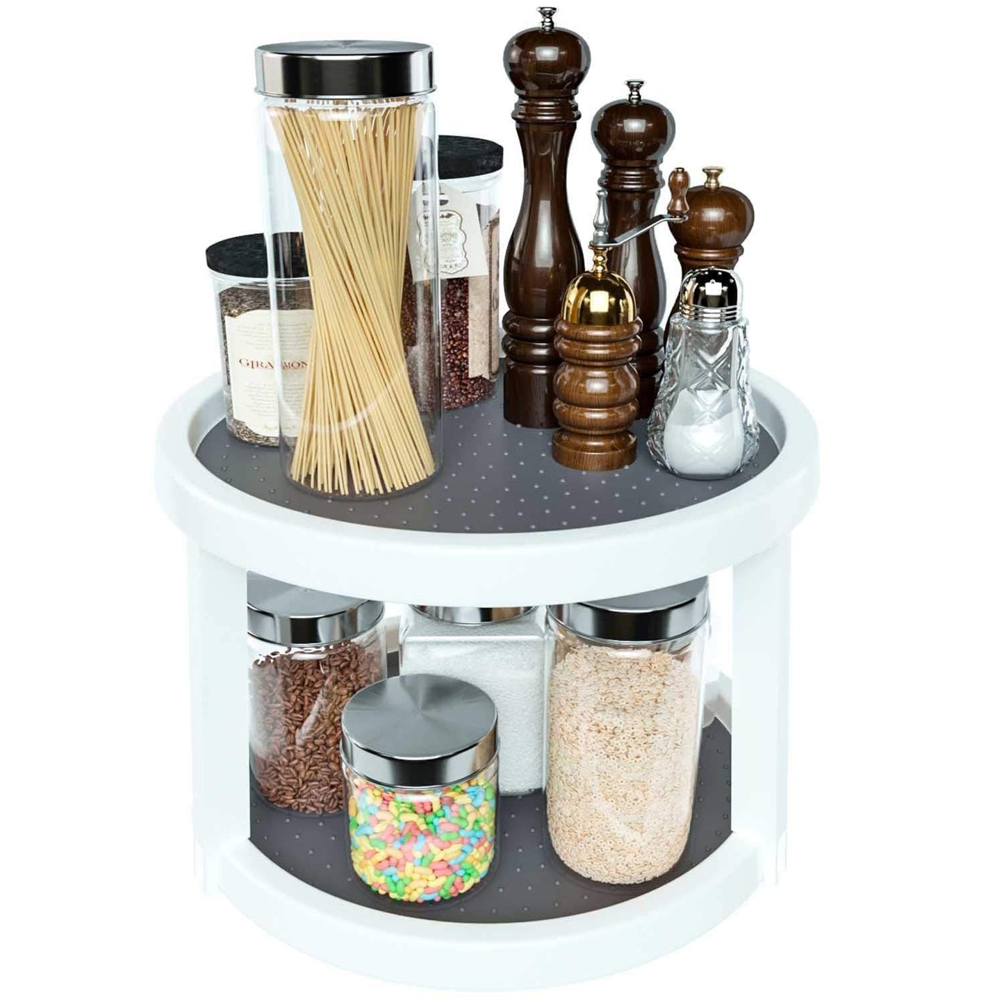 Maxxlite 2-Tier Twin Turntable Non Skid Double Layer Rotating Tray