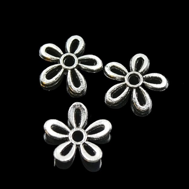 Maxxlite Silver Filigree Daisy Bead Cap Spacers Jewelry DIY Findings for Women -Set of 100 Pieces